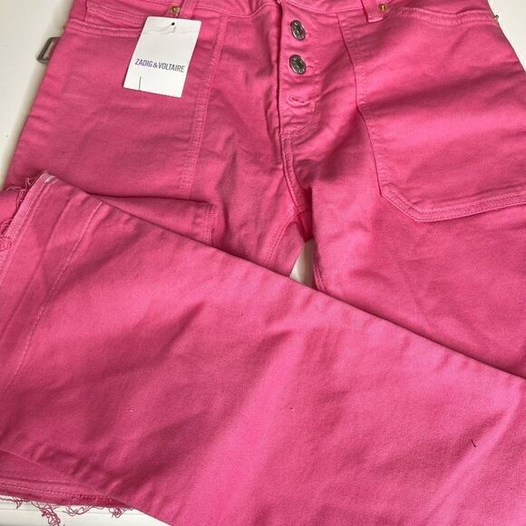 Zadig & Voltaire Londa Denim Jeans Pink 25 NWOT Missing one button - Picture 5 of 12
